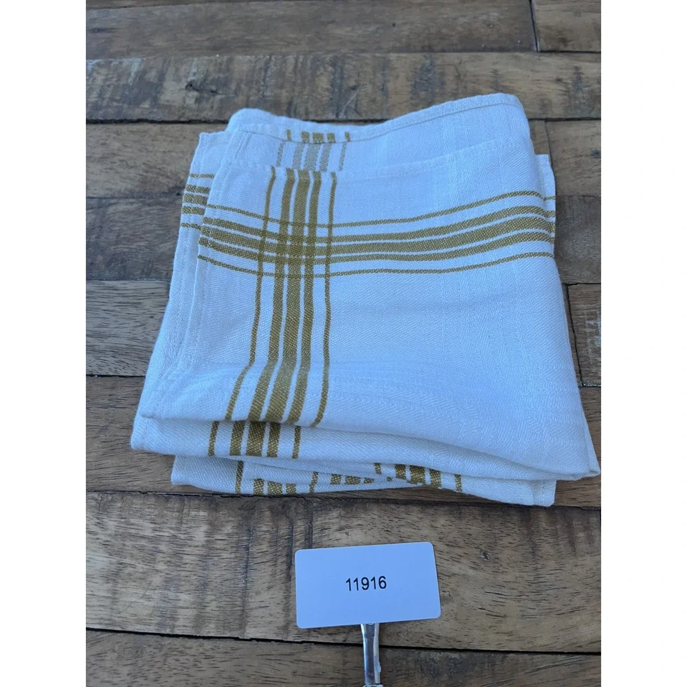 White & Butterscotch Plaid Cotton Napkins 12